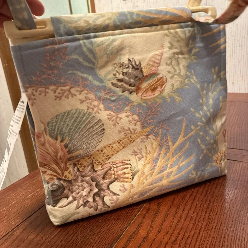 Vintage Toby Weston Tote Purse Canvas Bag Seashells Aquatic